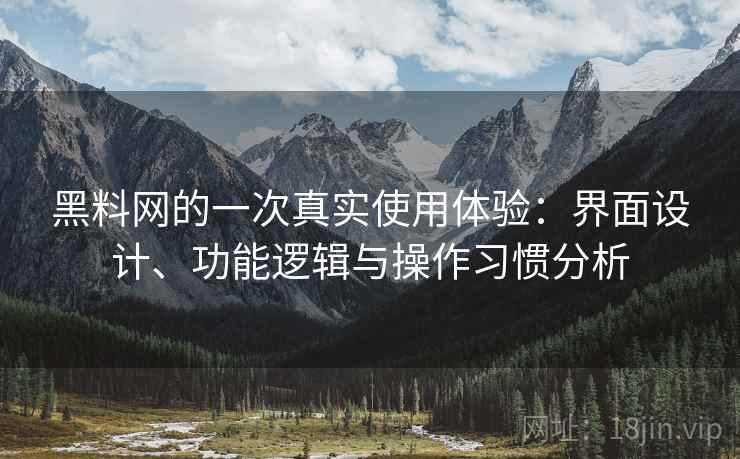 黑料网的一次真实使用体验：界面设计、功能逻辑与操作习惯分析