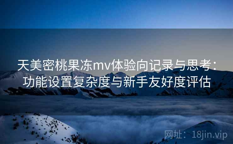 天美密桃果冻mv体验向记录与思考：功能设置复杂度与新手友好度评估